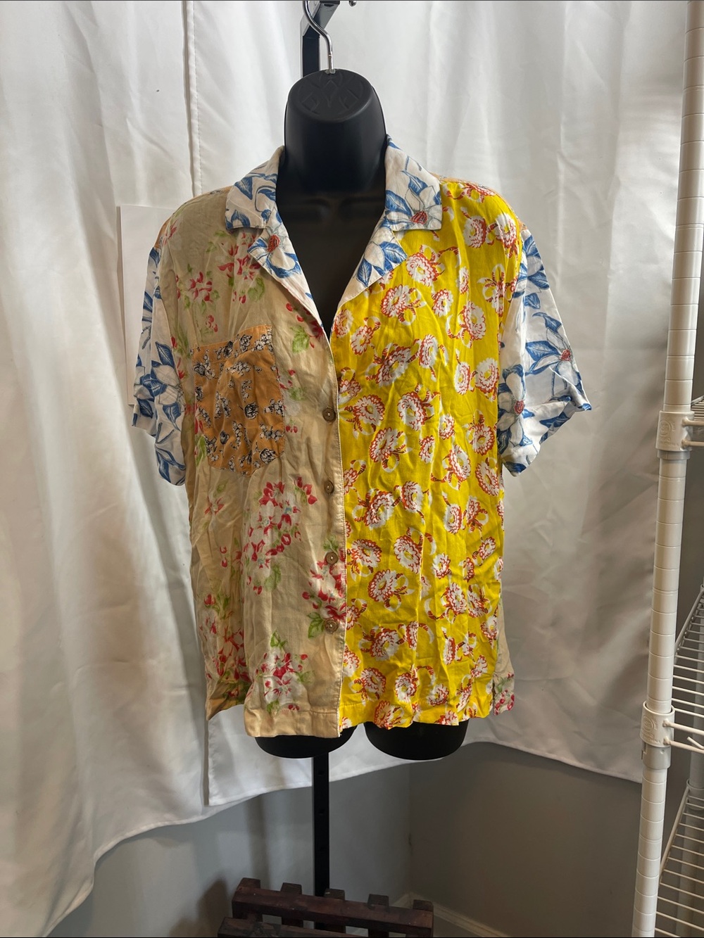 Urban Outfitters Multi-Color Patchwork Button-Down Shirt